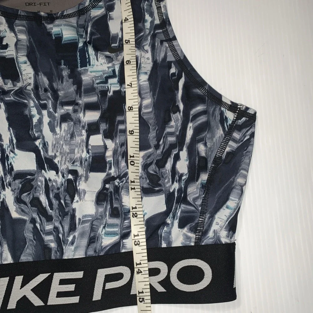 Nike Women's Pro Dri Fit Crop Training Tank Size Medium Gray Black Sporty